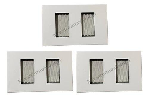Placa Doble Modulo Soporte Tomacorriente Interruptor Pack3