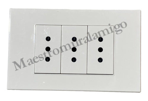 Tomacorriente Triple 9/12 10a 250v Certificado C Fuego Pack3 Blanco