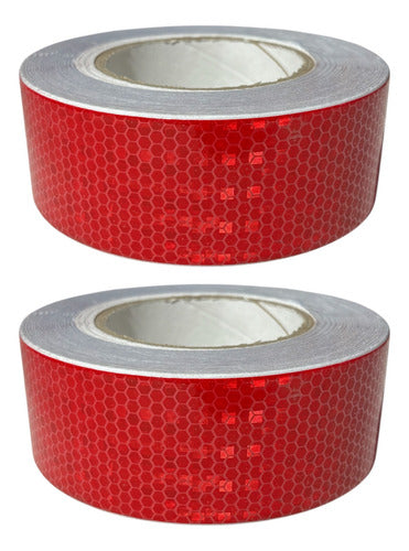 Cinta Reflectante Roja 5cmx25m Extra Fuerte Reflectiva Pack2 Rojo Panal