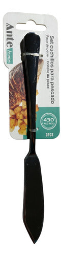 Set 3 Cuchillos Para Pescado 100% Acero Inoxidable 430 Pack3 Plateado