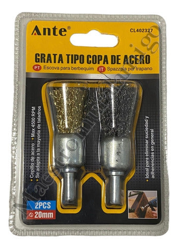 Cepillo Grata Copa De Acero Para Taladro 20mm 2pcs 4500rpm