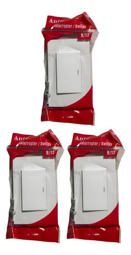 Interruptor Simple 9/12 16a 250v Certificado C-fuego B Pack3 Blanco