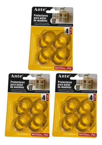 Protector Transparente Pvc 28mm Patas Silla Muebles (pack 3) Transparente