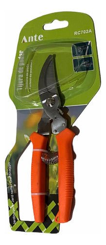 Tijera Podar Jardin Huerto Cuchilla Acero Forjado 19cm Pack3 Naranja