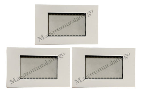 Placa Triple Modulo Soporte Tomacorriente Interruptor Pack3
