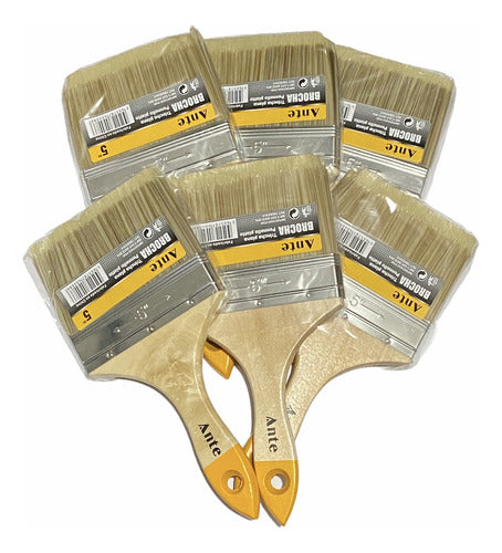 Brocha Para Pintar 5 Inch 127mm Premium Pack 6 Brochas Made Amarillo