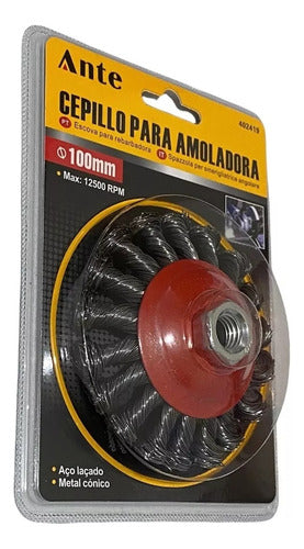 Cepillo Para Amoladora De Acero 100mm Grata Esmeril Pack3 Rojo