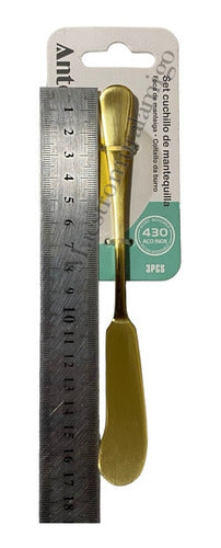 Set 3 Cuchillos Para Mantequilla 100% Acero Inoxidable Dorad Dorado
