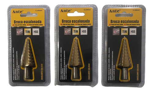 Fresa Broca Cónica De Acero Rápido 4-20mm Escalonada Pack 3