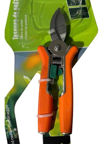 Tijera Podar Jardin Huerto Ergonómica Cuchilla Acero Forjado Naranja