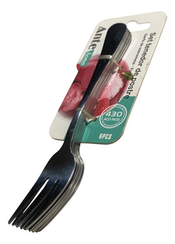 Set 6 Tenedores Postre Evento 100% Acero Inoxidable N430 Lis Plateado