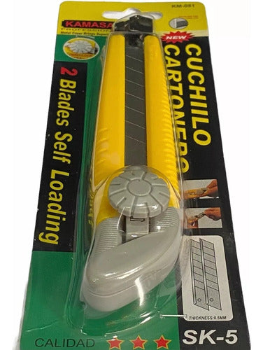 Corta Carton Exacto Cuchillo Cartonero + 2 Repuesto Pack3