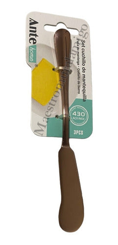 Set 3 Cuchillos Para Mantequilla 100% Acero Inox Bronc Pack3 Bronce Rosa