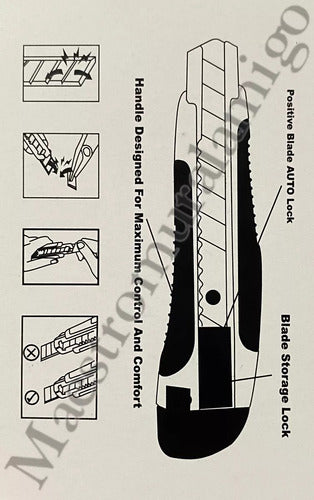 Corta Carton Exacto Cuchillo Cartonero +2 Repuesto Case Goma