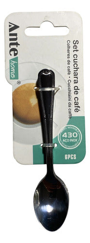 Set 6 Cucharas Para Café 100% Acero Inoxidable Nivel 430 Dis Plateado