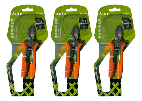 Tijera Podar Jardin Huerto Ergonómica Cuchilla Acero (pack3) Naranja