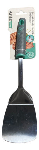 Espátula De Cocina De Acero Inoxidable 430 Ergonomico Pack3 Gris/esmeralda