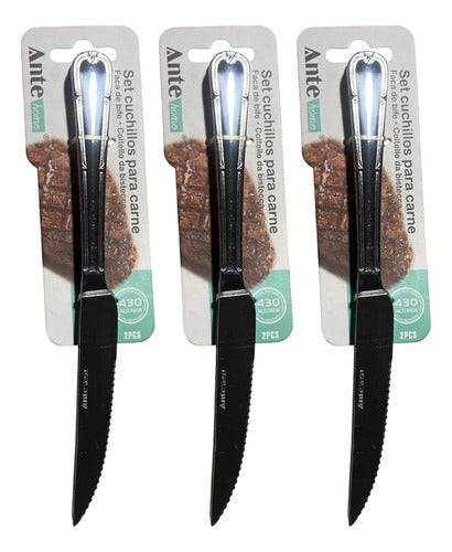 Set 2 Cuchillos Para Carne 100% Acero Inoxidable 430 Pack 3 Plateado