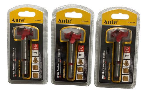 Broca Forstner 30mm Para Madera Bisagra Puerta Mueble Pack 3