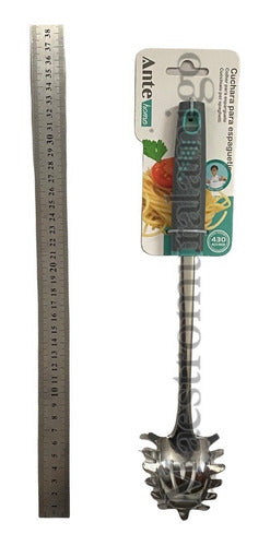 Cuchara Para Espaguetis Tallarin Fideo Acero Inoxidable N430 Gris/esmeralda