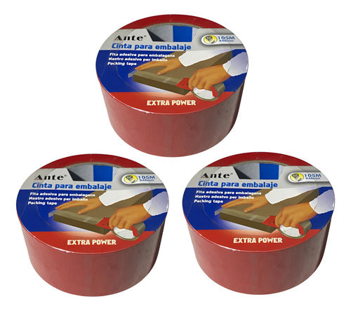 Cinta De Embalaje Roja 105mx48mm (pack 3 Huinchas) Rojo