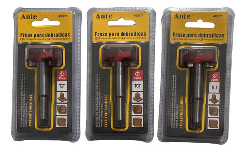 Broca Forstner 35mm Para Madera Bisagra Puerta Mueble Pack 3