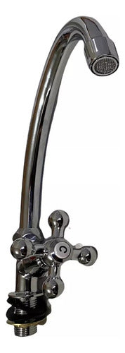 Llave De Un Agua Para Lavaplato , Manilla Y Tuerca Metalica Plateado Brillante