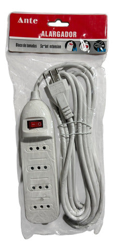 Alargador Zapatilla 4 Enchufes Certificado 5m + Interruptor Blanco