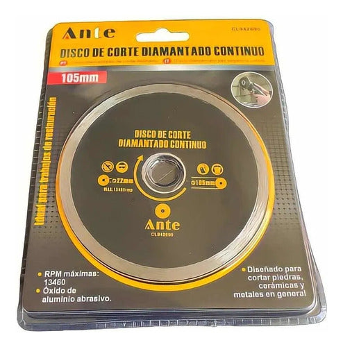 Disco Corte Diamantado Continuo 105mm 4 1/4 Ceramica Piedra Negro