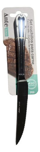 Set 2 Cuchillos Para Carne 100% Acero Inoxidable 430 Pack 6 Plateado