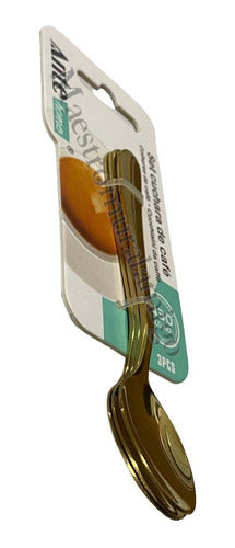 Set 3 Cucharas Para Café 100% Acero Inoxidable N430 Dorada Dorado