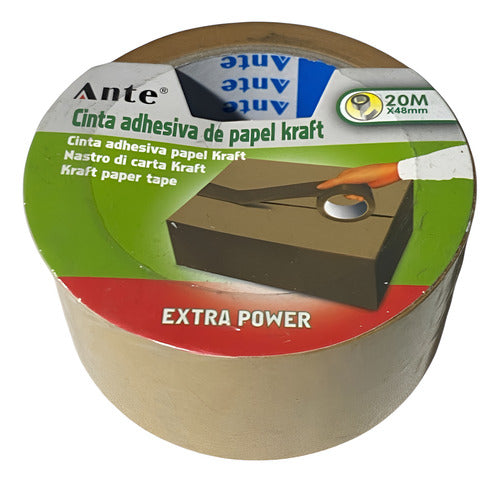 Cinta Adhesiva Papel Kraft 20mx48mm Extra Fuerte Imprimible