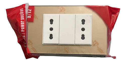 Tomacorriente Doble 9/12 16a 250v Certificado Contra Fuego D Dorado