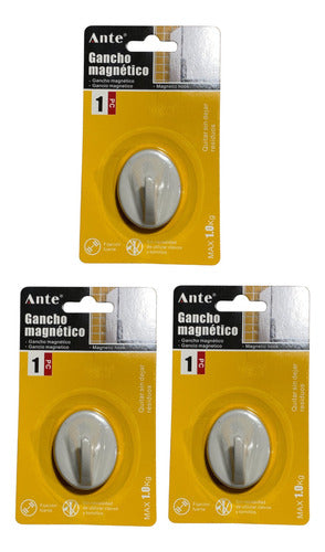 Gancho Magnético Para Colgar Extra Fuerte Tolera 1kg Pack 3 Blanco