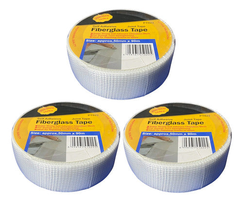 Cinta Fibra Junta Pared Adhesiva Extra Fuerte 50mmx90m Pack3