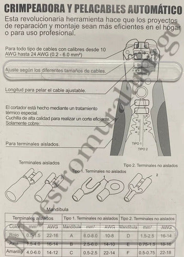 Crimpeadora Pinza Pelacables Automatico 3 En 1 Profesional