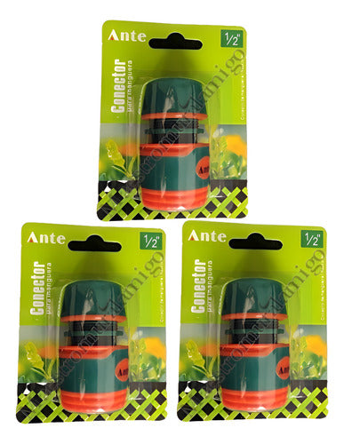 Conector Acople Rápido Manguera Agua Con Stop De 1/2 (pack3) Verde