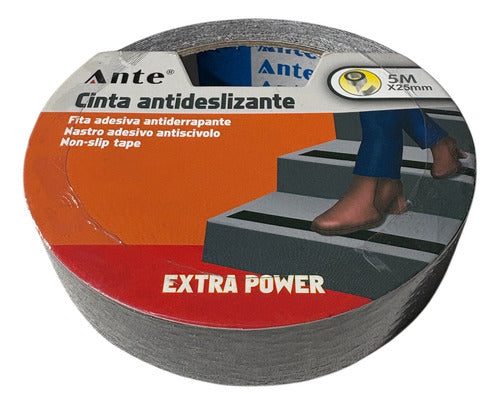 Cinta Antideslizante Negra 5mx25mm Pack 6 Escaleras Piscinas Negro