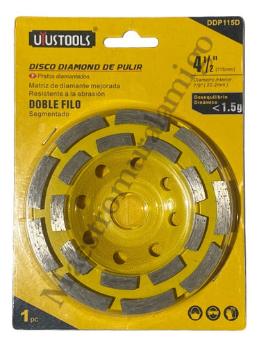 Disco Copa Diamantado Para Pulir Doble Segmentado 4-1/2 Uyu Amarillo