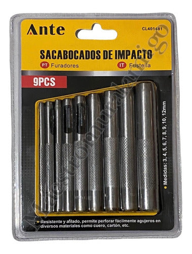 Sacabocados De Impacto 9pcs De 3 A 12mm Premium (pack2)