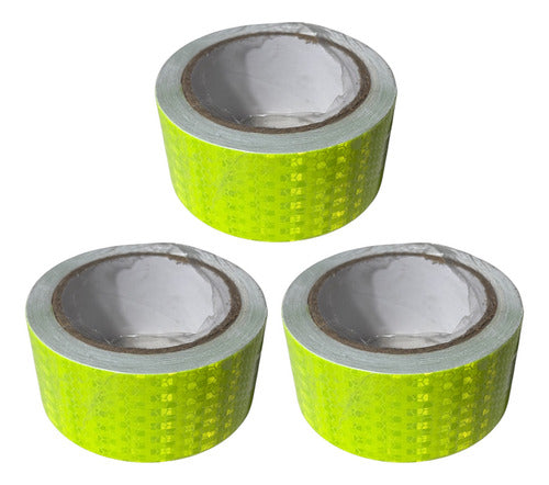 Cinta Reflectante Verde 5cmx10m Ext- Fuerte Reflectiva Pack3 Verde Panal