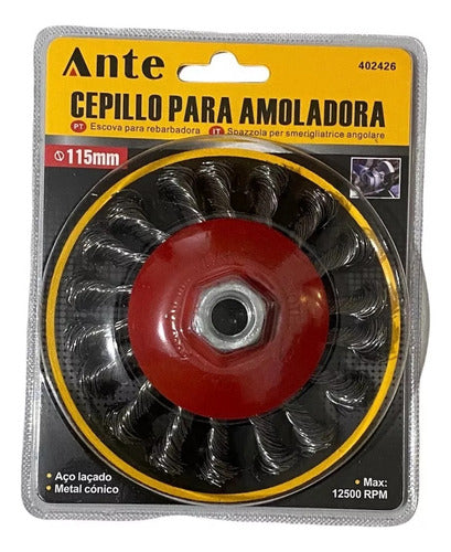 Cepillo Para Amoladora De Acero 115mm Grata Esmeril Pack3 Rojo
