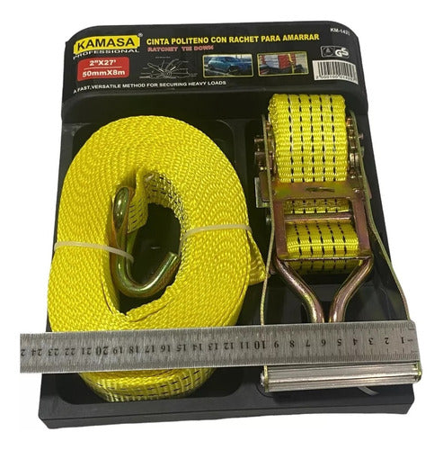 Eslinga De Amarre Correa Con Tensor 50mmx8m Professional Amarillo