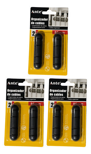 Organizador De Cables 2uni Negro Cap 4 Adhesivo 80mm Pack3 Negro