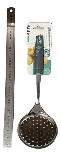 Espumadera Cocina Acero Inoxidable N430 Antideslizante Pack2 Gris/esmeralda
