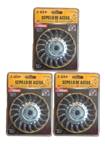 Cepillo De Acero Al Carbono 100mm 11000 Rpm Pack 3