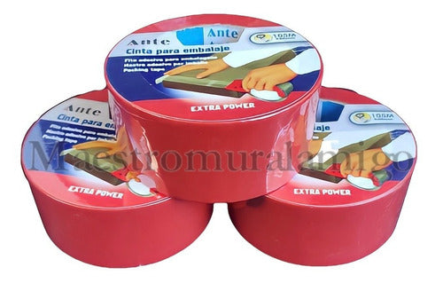Cinta De Embalaje Roja 105mx48mm (pack 3 Huinchas) Rojo