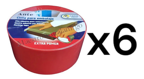Cinta De Embalaje Roja 105mx48mm (pack 6 Huinchas) Rojo
