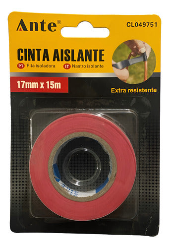 Cinta Aislante Roja / Huincha Aisladora 17mmx15m Extrafuerte Rojo Lisa