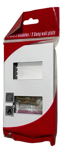Placa Doble Modulo Tomacorriente Interruptor Resiste Fuego